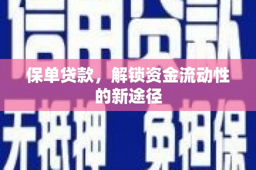 石城保单贷款，解锁资金流动性的新途径