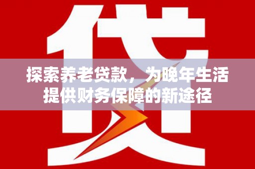 石城探索养老贷款，为晚年生活提供财务保障的新途径