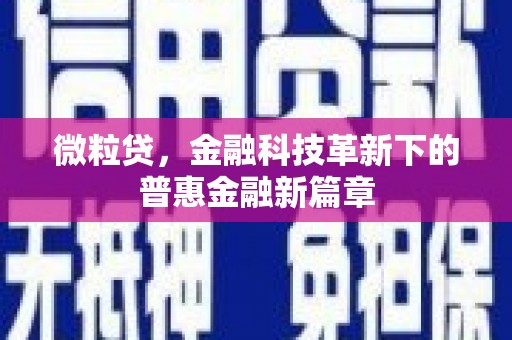 石城微粒贷，金融科技革新下的普惠金融新篇章